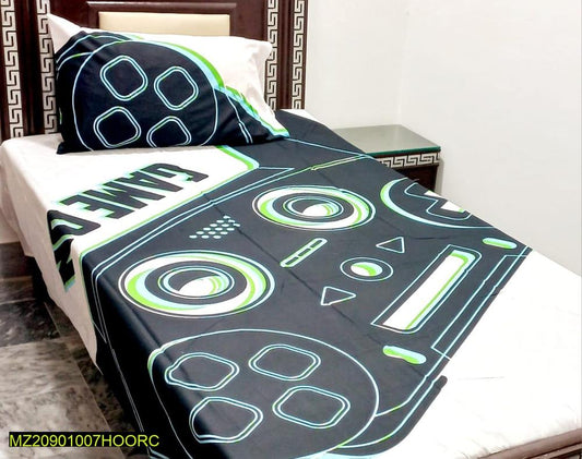 2 Pcs Cotton Printed Single Bedsheet