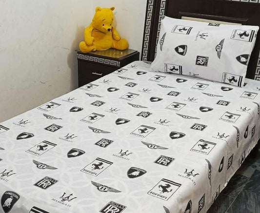 2 Pcs Cotton Printed single Bedsheet