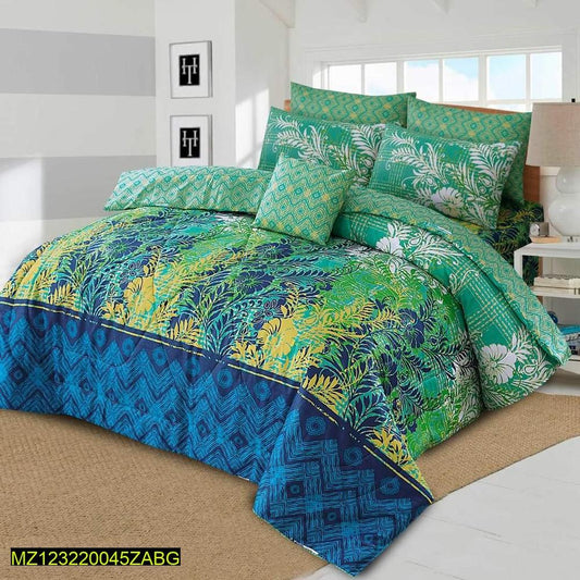 7 Pcs Cotton Printed Comforter Set