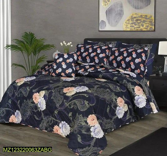 7 Pcs Cotton Printed Comforter Set