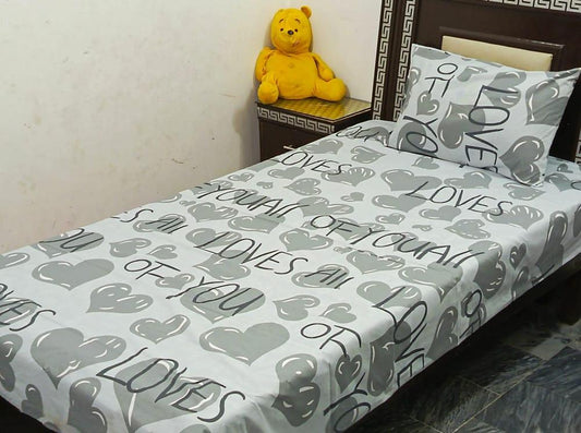 2 Pcs Cotton Printed Single Bedsheet With Pillow Cover