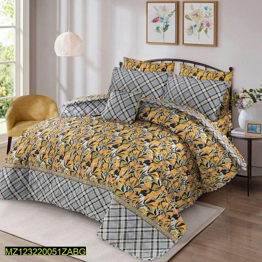 7 Pcs Cotton Printed Comforter Set