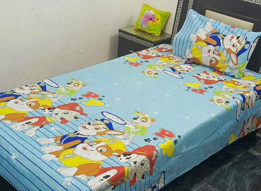 2 Pcs Cotton Printed Single Bedsheet With Pillow Cover