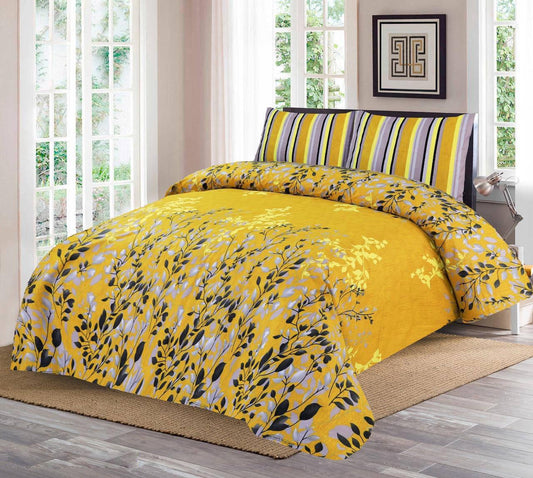 3 Pcs Cotton Printed Double Bedsheet